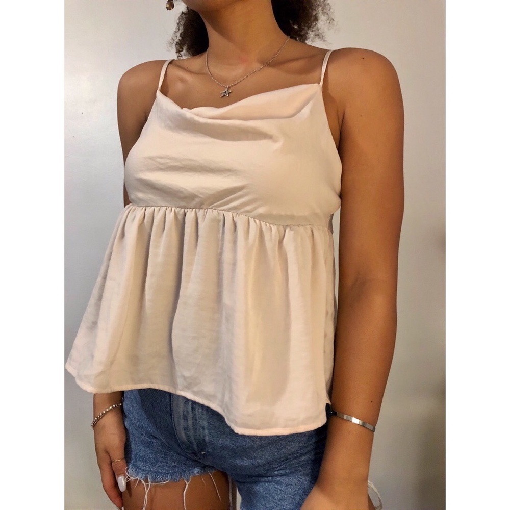 Silky Cowl Neck Babydoll top